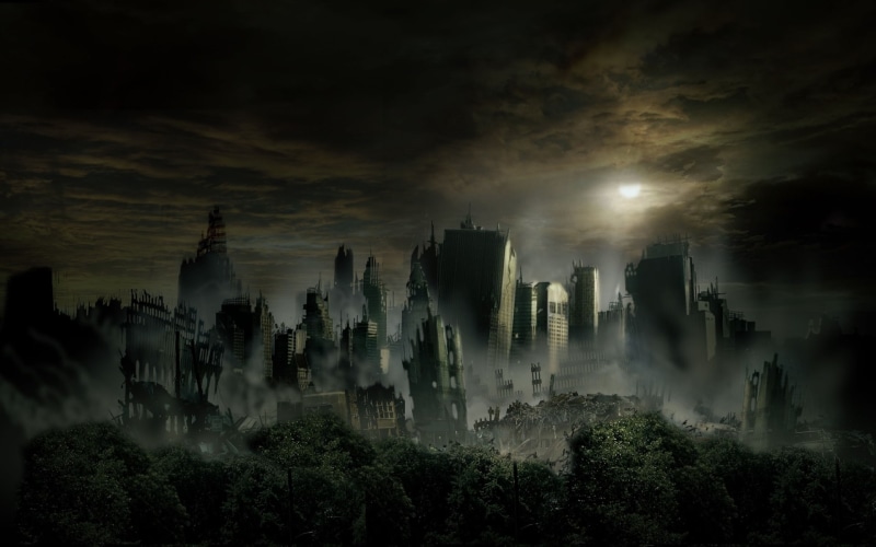 artwork, art, post-apocalyptic, buildings, 1080P, cityscapes, hd, x, architecture, postapocalyptic