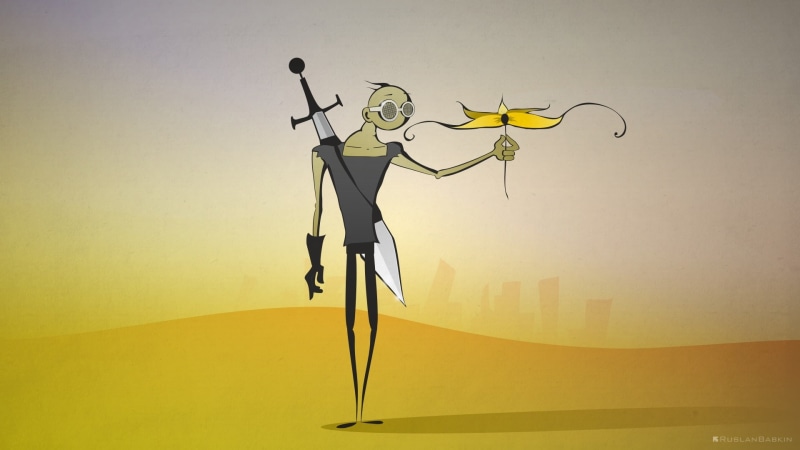 desert, flower, postapocalyptic, 1080P, sword