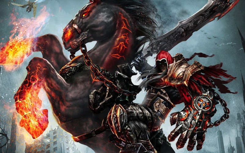 nature, art and craft, Darksiders, motion, video games, creativity, water, high angle view, 1080P, smoke - physical structure, day, War (Darksiders), burning