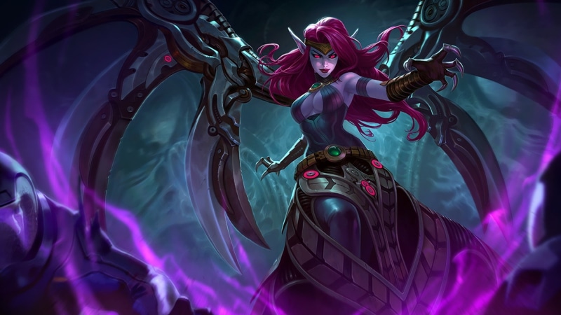 poster, girl, woman, dress, morgana, league of legends, games, league, video games, 1080P, black, video, character, legends