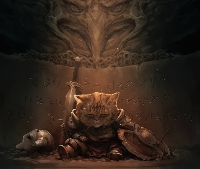 portrait, pets, craft, domestic cat, The Elder Scrolls V: Skyrim, no people, domestic, domestic animals, looking at camera, mammal, animal themes, vertebrate