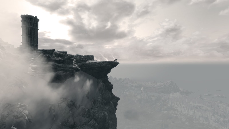video games, scenics - nature, foggy, The Elder Scrolls V: Skyrim, flowing water, tranquil scene, nature, architecture, no people, outdoors, beauty in nature