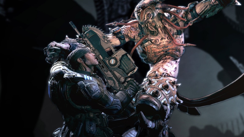 creativity, close-up, video games, pattern, day, Gears of War 2, art and craft, focus on foreground, ornate, poster, game, outdoors, metal, statue, no people