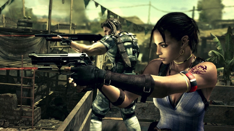 game, lifestyles, 1080P, indoors, Resident Evil 5, resident, two people, strength, concentration, holding, sport, adult, men, screenshot, boxing - sport