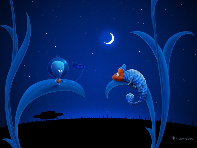 nature, outdoors, UFO, blue, one person, vertebrate, aliens, Moon, night, jellyfish, underwater, star - space, chameleons, sky, invertebrate, sea, 480P