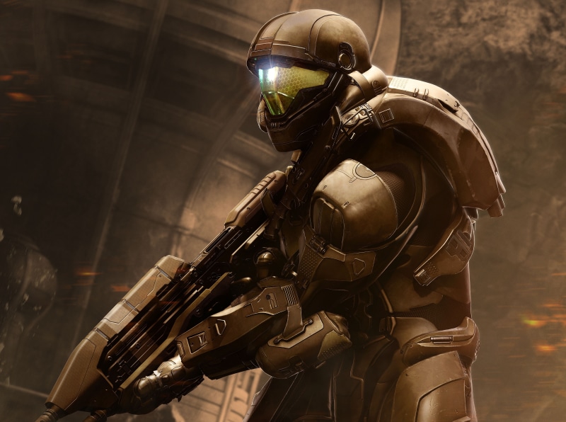 government, one person, leather, sports helmet, men, halo 5, occupation, Guardians, 5K, Video, adult, headwear, standing, indoors, Halo, Game