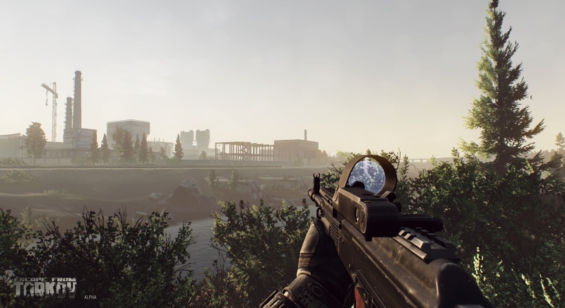 weapon, cityscape, first-person shooter, outdoors, skyscraper, office building exterior, video games, sky, no people, day, Escape from Tarkov, building exterior