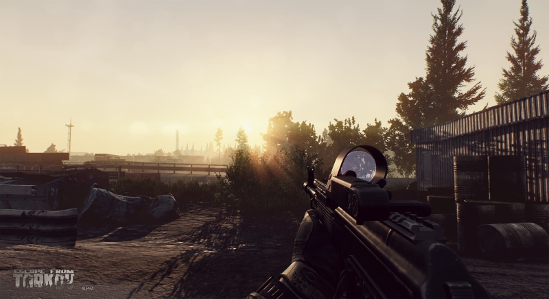 plant, no people, tree, city, sunlight, building exterior, War Game, day, clear sky, motor vehicle, outdoors, sky, mode of transportation, 1080P, building