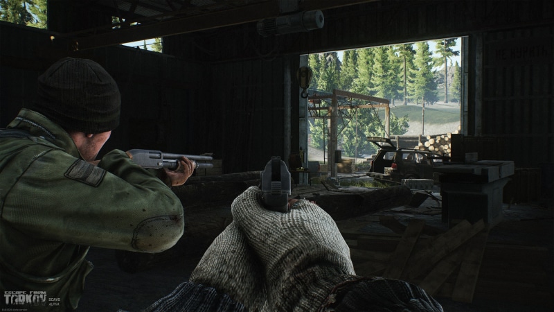 architecture, men, hat, video games, day, built structure, 1080P, real people, War Game, indoors, tree, seat, rear view, waist up, adult, first-person shooter