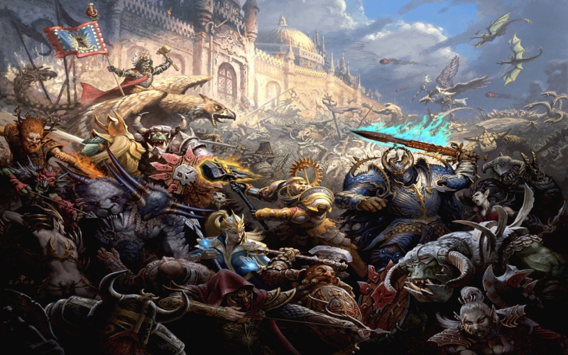war, illustration, orcs, Magic, Warhammer, Battle, 720P, dwarves