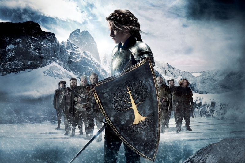 dwarves, Kristen Stewart, shield, 4K, tree, Snow White And The HuntsMan