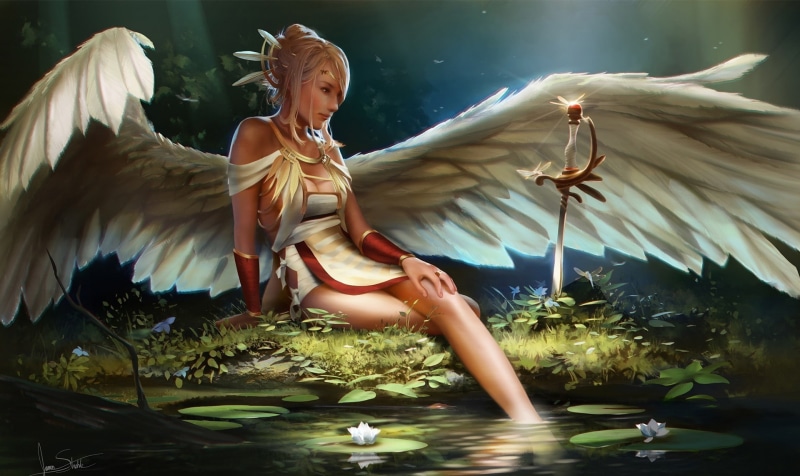 art, 1080P, artwork, fantasy art, angel, fantasy
