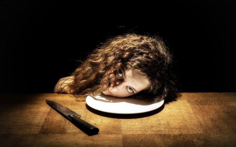 women, 1080P, knives, face