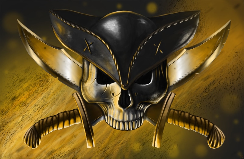 skull, roger, hat, pirate, jolly, art, knives, 1080P, guns