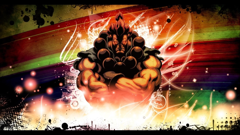 night, nightlife, crowd, illustration, group of people, leisure activity, video games, Street Fighter, low angle view, lighting equipment, Akuma, illuminated