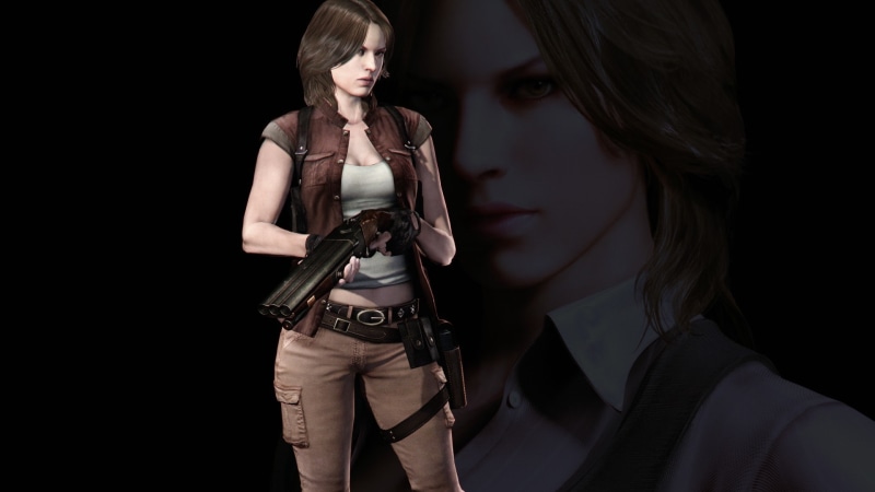 hair, adult, woman, three quarter length, beautiful woman, weapon, biohazard, resident evil, handgun, people, studio shot, two people, harper, women, gun