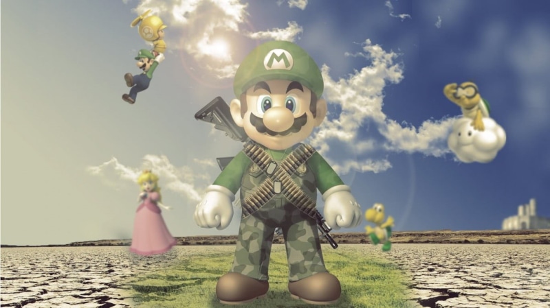 field, Mario Bros., day, toy, child, 720P, nature, video games, outdoors, luigi, leisure activity, sunlight, art and craft, super, cloud - sky, real people