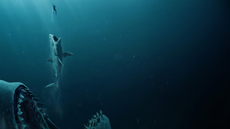 Megalodon, 8K, man, jaws, shark, The meg
