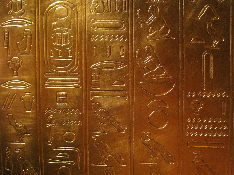 closed, close-up, wood - material, sarcophagus, gold, indoors, metal, replica, king, replica of tutankhamuns treasure, door, display, textured, treasure
