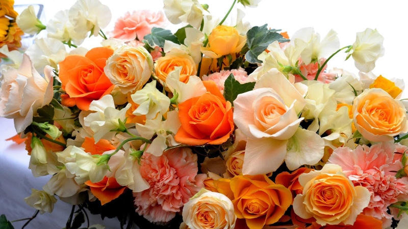 romantic, bouquet, leaf, roses, rose, pink, marriage, celebration, decoration, plant, blossom, romance, bunch, love, arrangement, flower, flower arrangement