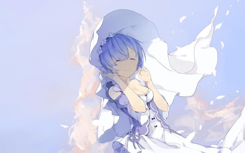 Re:ZERO -Starting Life in Another World-, motion, cloud - sky, mid-air, adult, blue, Anime, outdoors, Rem (Re:ZERO), one person, sky, multiple exposure
