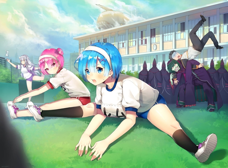 cloud - sky, full length, child, females, Rem (Re:ZERO), men, group of people, 1080P, representation, Ram (Re:ZERO), lifestyles, Re:ZERO -Starting Life in Another World-