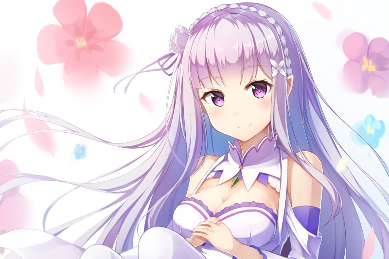 Re:ZERO -Starting Life in Another World-, Emilia (Re:ZERO), beauty, headshot, digital composite, one person, young women, looking at camera, beautiful woman