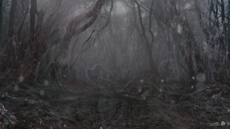 tall, no people, tranquility, Stranger Things, day, flowing water, tree trunk, plant, trunk, outdoors, Joshua Min, tree, nature, spooky, forest, fog, beauty in nature