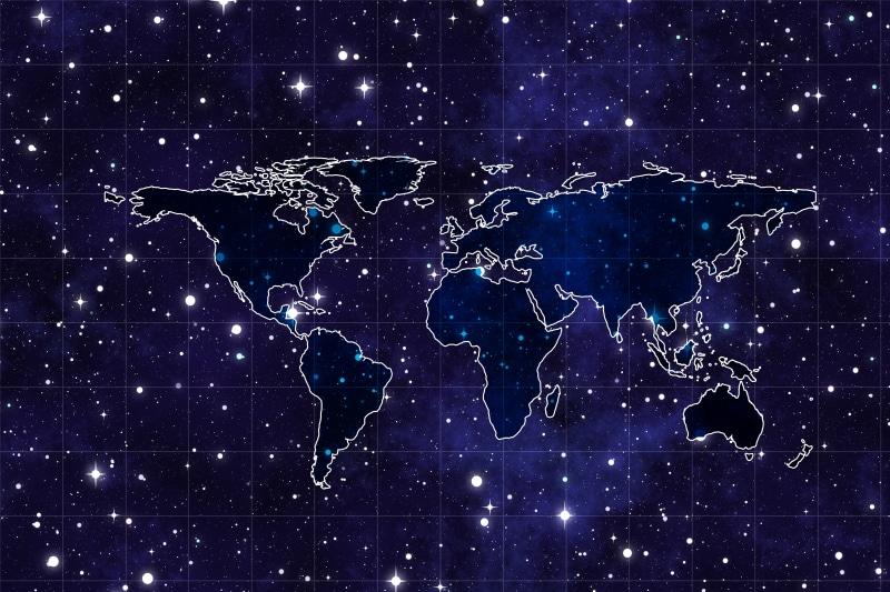 world map, topography, planet earth, nature, star Shape, galaxy, night, satellite view, earth, sky, astronomy, map, global business, backgrounds, science