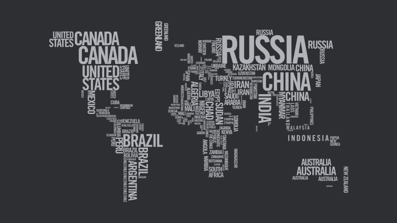 4K, continents, text, countries, map