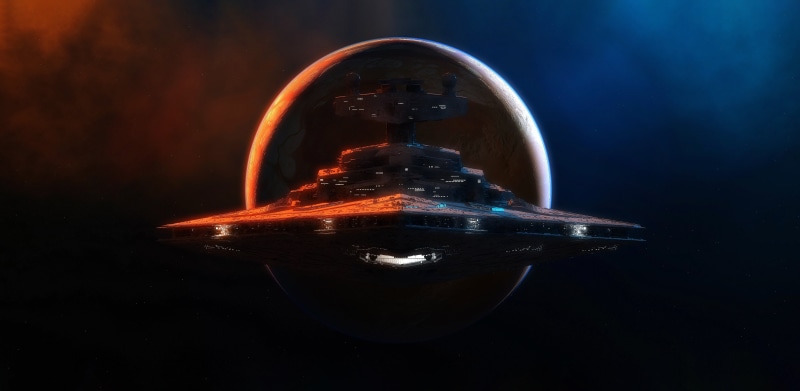 spaceship, digital art, science fiction, artwork, space, Star Destroyer, Star Wars, planet, GrahamTG, 4K