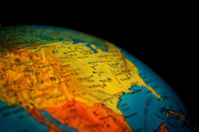 planet earth, globe, selective focus, North America, minimalism, globes, multi colored, globe - man made object, studio shot, world map, map, black background