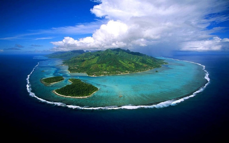 polynesia, mo, hd, island, french, south, view, 1080P, pacific, air, full, part, archipelago, orea