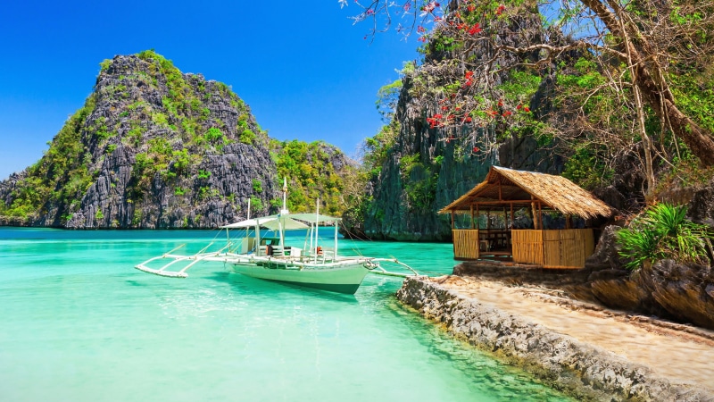 reefs, water, tranquil scene, island, small, boracay, idyllic, day, philippines, no people, 4K, desktop, mountain, outdoors, beaches, ships, land, hd
