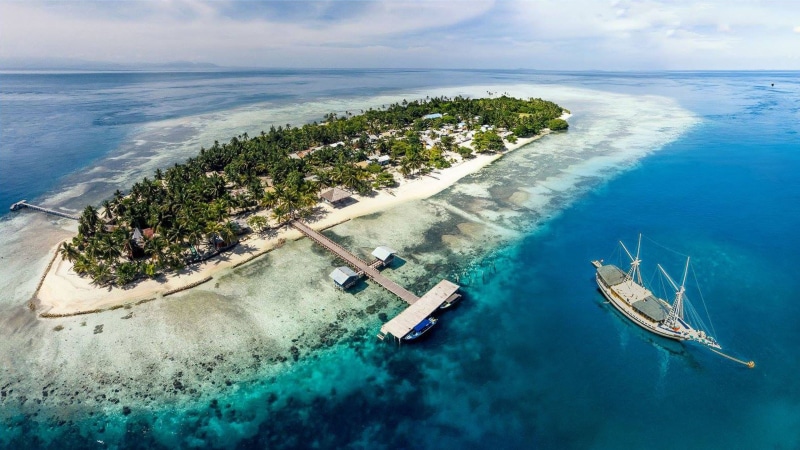 outdoors, arborek, high angle view, raja, picture, water, travel, nature, island, horizon over water, beach, turquoise colored, indonesia, province