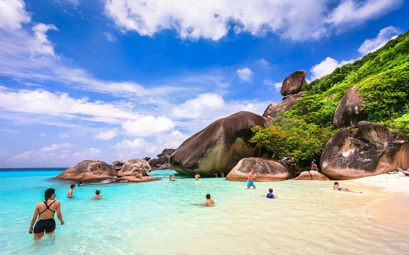thailand, clear, blue, sandy, similan, sky, islands, desktop, rocky, crystal, tropical, beach, coast, andaman, 1080P, sea, hd