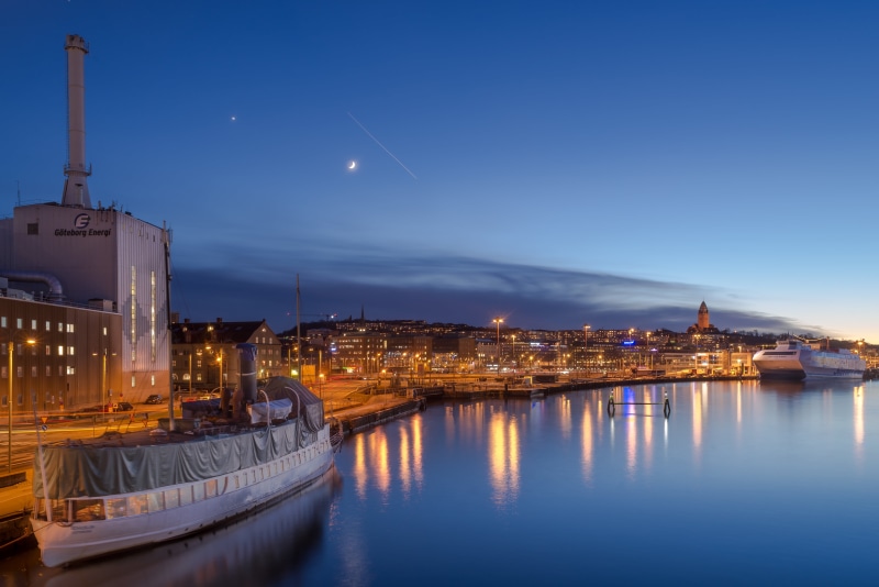 5K, gothenburg, Nikon, sunset, building Exterior, f/2.8, architecture, river, white, sky, city, near, twilight, night, bridge - Man Made Structure, sverige