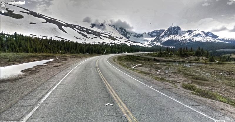 mountains, Icefields Parkway, 1080P, Glaciers, road, mountain, panamerican, snow, Trek, outdoors, tress, near, bc, des, Canada, landscape, covered, photomatix