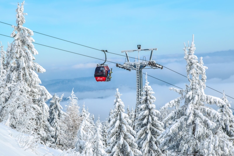 pine, landscape photography, beauty in nature, tatry, ferie, gondola, transportation, poland, mountain peaks, the slopes of the, white color, car, 5K