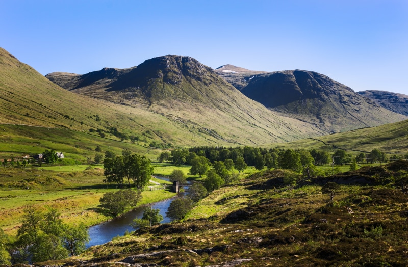 hills, hill, high, Glen  River, outdoors, rise, landscape, mountain, view, Scotland, verdant  green, high rise, Glen Lyon, 5K, green, grass, green  mountains
