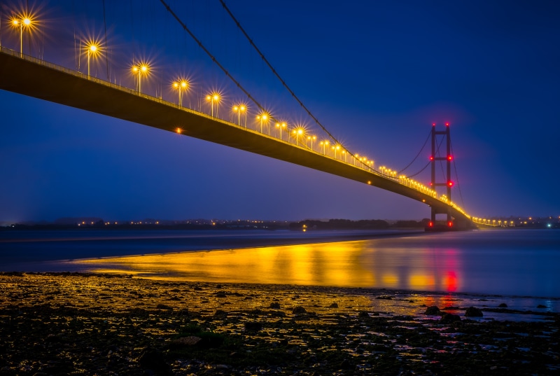 Hull, suspension Bridge, famous Place, bird, night, sea, travel, cable, humber, cityscape, uSA, Humber Bridge, 4K, bridge - Man Made Structure, night time