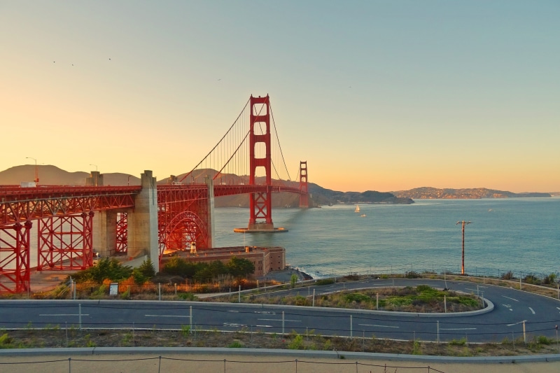 clear sky, body, city, tower, connection, red, sky, no people, Golden Bridge, landmark, water, usa, body of water, bay, america, architecture, suspension