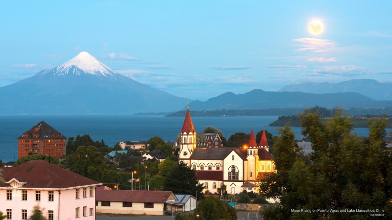rising, South America, moon, puerto, llanquihue, chile, varas, 2K, lake
