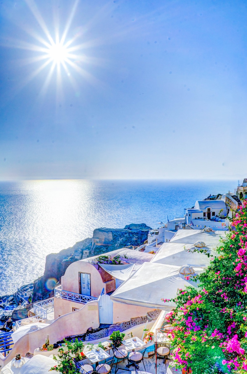 landscape, 4K, seascape, sky, mediterranean, island, summer, horizon over water, land, cyclades, sun, view, white, tourism, coastline, beauty in nature