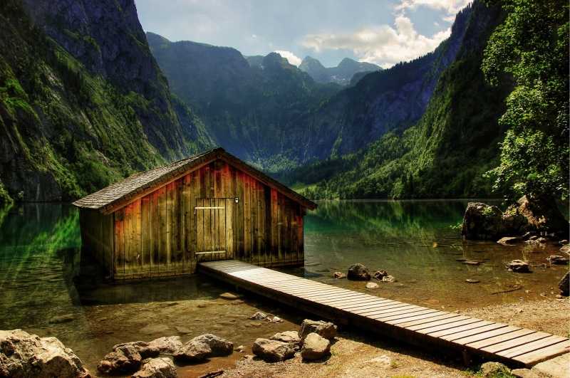 day, plant, berchtesgaden, atmospheric, idyllic, cabin house, silent, body of water, mountain range, home, blue, no people, sky, waldsee, abendstimmung