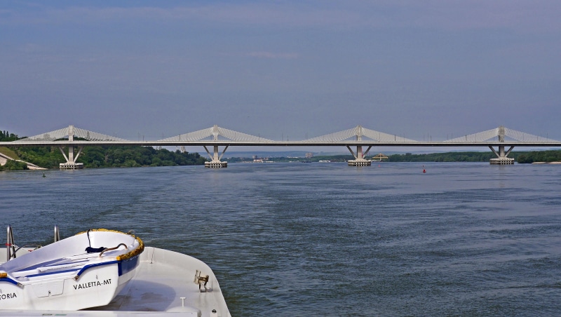 nature, bridge new europe, built structure, pylons, romania, bridge, mode of transportation, river, water, railway line, luxury, waterfront, underflow