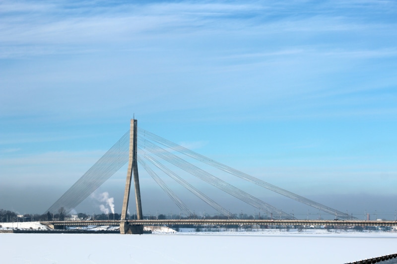 hell, outdoors, sky, suspension Bridge, steel, clouds, cold temperature, day, built structure, travel destinations, 5K, cable-stayed bridge, river, bridge - Man Made Structure