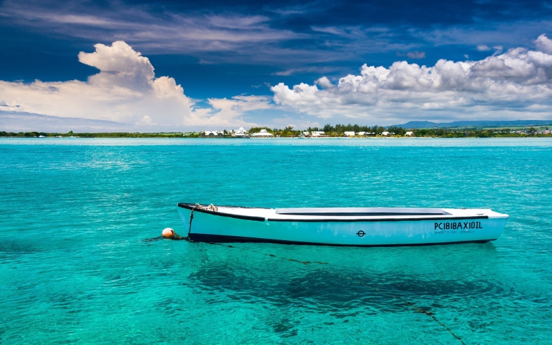 clouds, 1080P, boat, Mauritius, water, sea, island