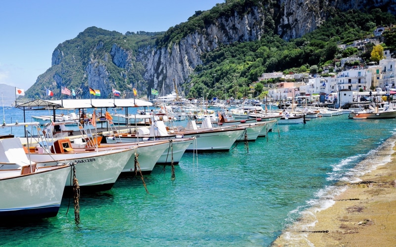 sea, boats, capri, landscape, 1080P, capri island, view, port