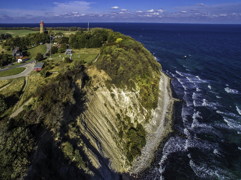 outdoors, plant, high angle view, tree, sky, horizon over water, green color, day, sport, tranquil scene, cape arkona, scenics - nature, rügen, architecture